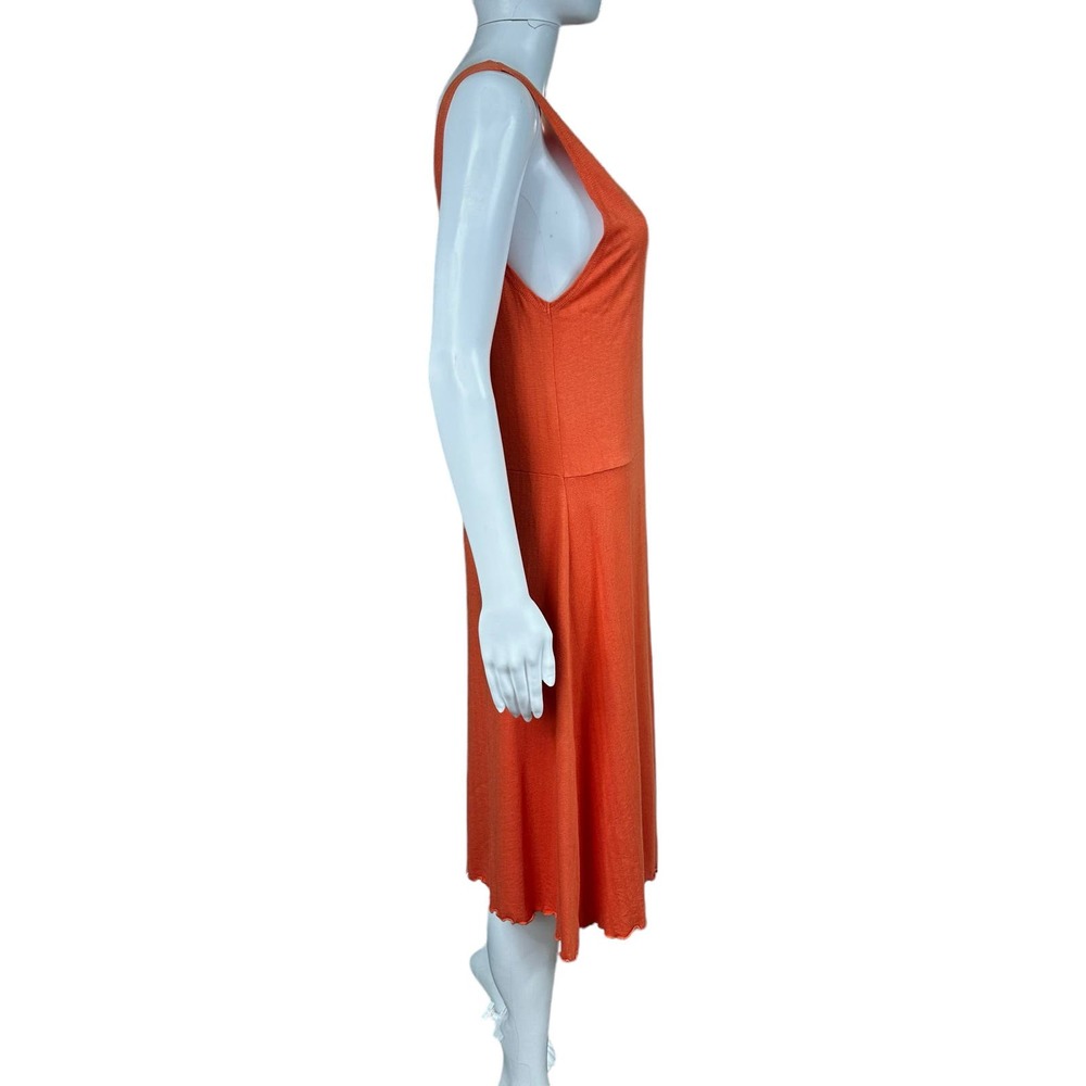 Gudrun Sjogen Sleeveless Midi Dress Medium Orange Cactus Stretch Scoop Scandi - Picture 7 of 16
